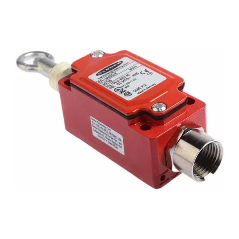 Banner Rope Pull Switch 124.5 mm Straight, 1 NO/1 NC, IP65, E-Stop Button, RP-LM40D