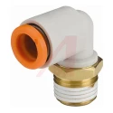 SMC Brass Pneumatic Male Elbow Fitting KQ2 Series 1/8 in NPT Thread, 0.1875 in Push-in Tube, 45° Angle KQ2L05-34AS