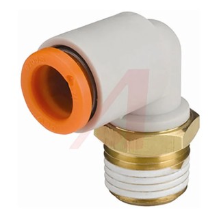 SMC Brass Pneumatic Male Elbow Fitting KQ2 Series 1/8 in NPT Thread, 0.1875 in Push-in Tube, 45° Angle KQ2L05-34AS