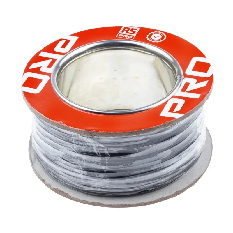 RS PRO Black 0.6 mm² Hook Up Wire, 20 AWG, 19/0.2 mm Core Strands, 100 m Length, Silver Plated Copper Conductor 841-7431