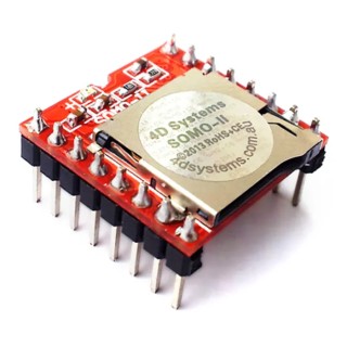 4D Systems Compact Audio Processor Module 3.3V-5V 16-Pin SER/MODE KEY/MODE 48kHz Clock Frequency SOMO-II
