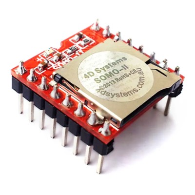 4D Systems Compact Audio Processor Module 3.3V-5V 16-Pin SER/MODE KEY/MODE 48kHz Clock Frequency SOMO-II