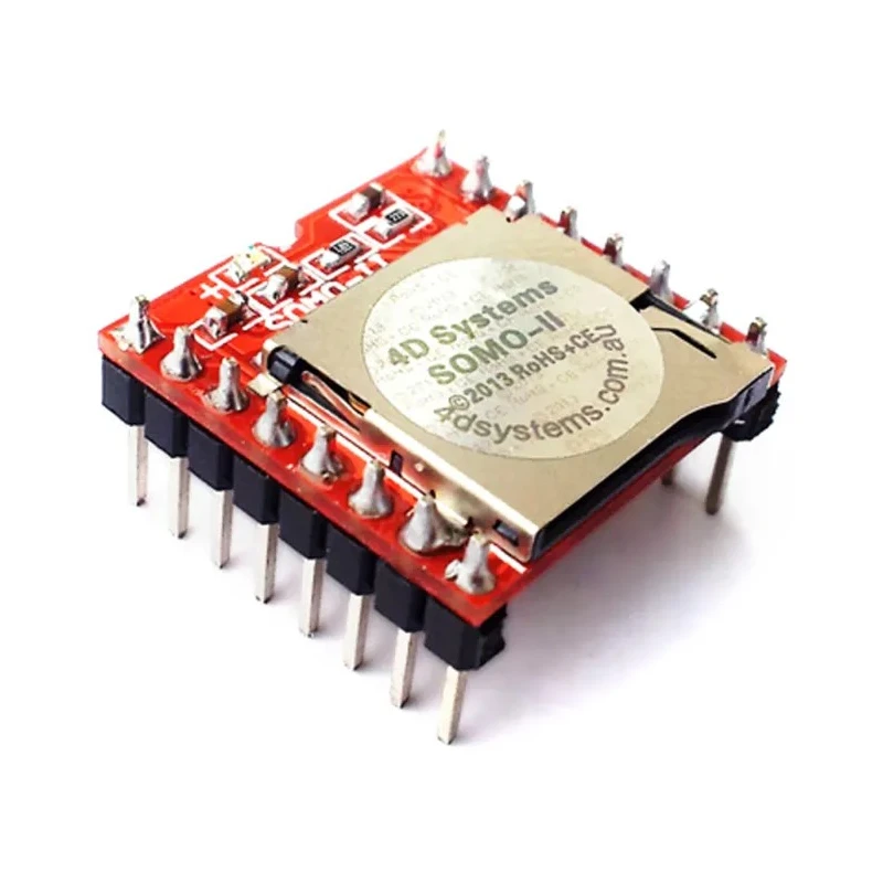 4D Systems Compact Audio Processor Module 3.3V-5V 16-Pin SER/MODE KEY/MODE 48kHz Clock Frequency SOMO-II