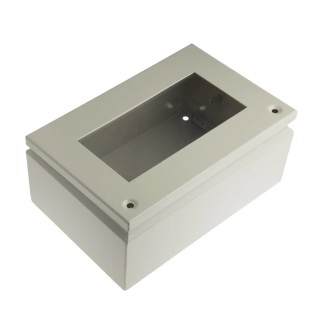 RS PRO Grey Steel Junction Box IP65, 200 mm Length, 300 mm Width, 120 mm Height IP65
