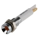 RS PRO Orange Panel Mount Indicator Recessed Bezel, IP67, 10.8V dc, 13.2V dc, 20mA, Silver Bezel 843-2424
