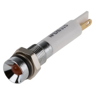 RS PRO Orange Panel Mount Indicator Recessed Bezel, IP67, 10.8V dc, 13.2V dc, 20mA, Silver Bezel 843-2424