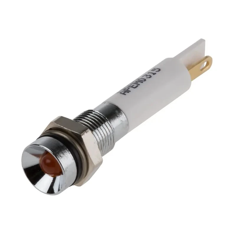 RS PRO Orange Panel Mount Indicator Recessed Bezel, IP67, 10.8V dc, 13.2V dc, 20mA, Silver Bezel 843-2424