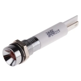 RS PRO Orange Panel Mount Indicator, 21.6V dc, 26.4V dc, 20mA, IP67 Recessed Silver Bezel 843-2470