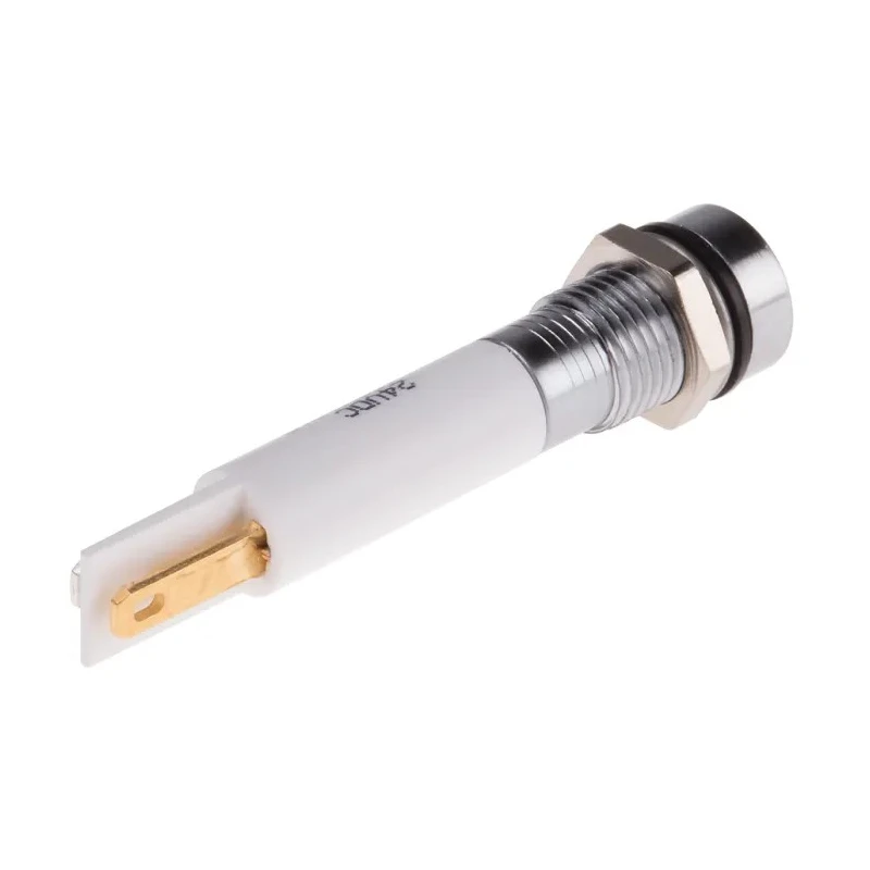 RS PRO Orange Panel Mount Indicator, 21.6V dc, 26.4V dc, 20mA, IP67 Recessed Silver Bezel 843-2470