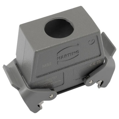 HARTING Han B Range Heavy Duty Power Connector Hood 2 Lever Mount Type Cable Die Cast Aluminium Body IP65 Thread 19300160737