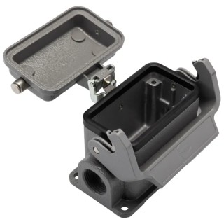 HARTING Han B Range Heavy Duty Power Connector Housing 1 Lever Surface Mount Die Cast Aluminium IP65 Series 10B 19300102295