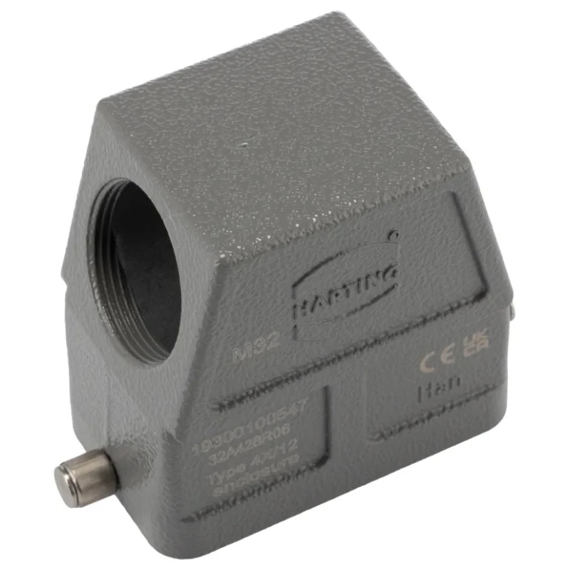 HARTING Han B Range Heavy Duty Power Connector Hood Die Cast Aluminium Body Single Lever Locking M32 Thread Size 19300100547