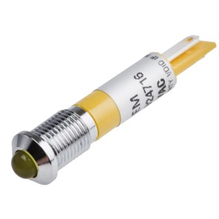RS PRO Yellow Panel Mount Indicator 110V AC 6mA IP67 Prominent Bezel Silver 28.9mm 846-2706