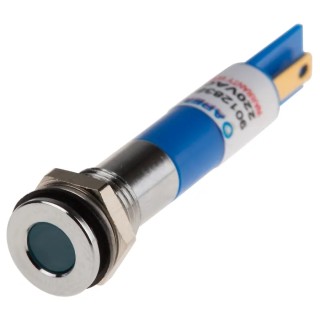 RS PRO Blue Panel Mount Indicator 220V AC 3mA IP67 Flush Bezel Silver IP67