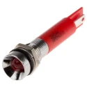 RS PRO Red Panel Mount Indicator 220V AC 3mA IP67 Recessed Bezel Silver IP67