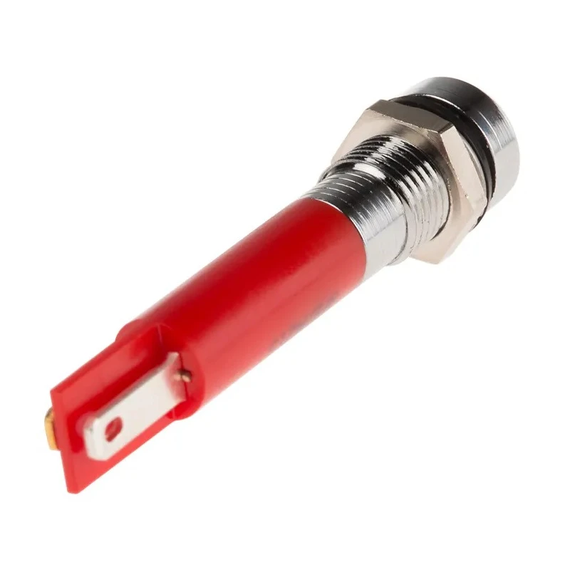 RS PRO Red Panel Mount Indicator 220V AC 3mA IP67 Recessed Bezel Silver IP67