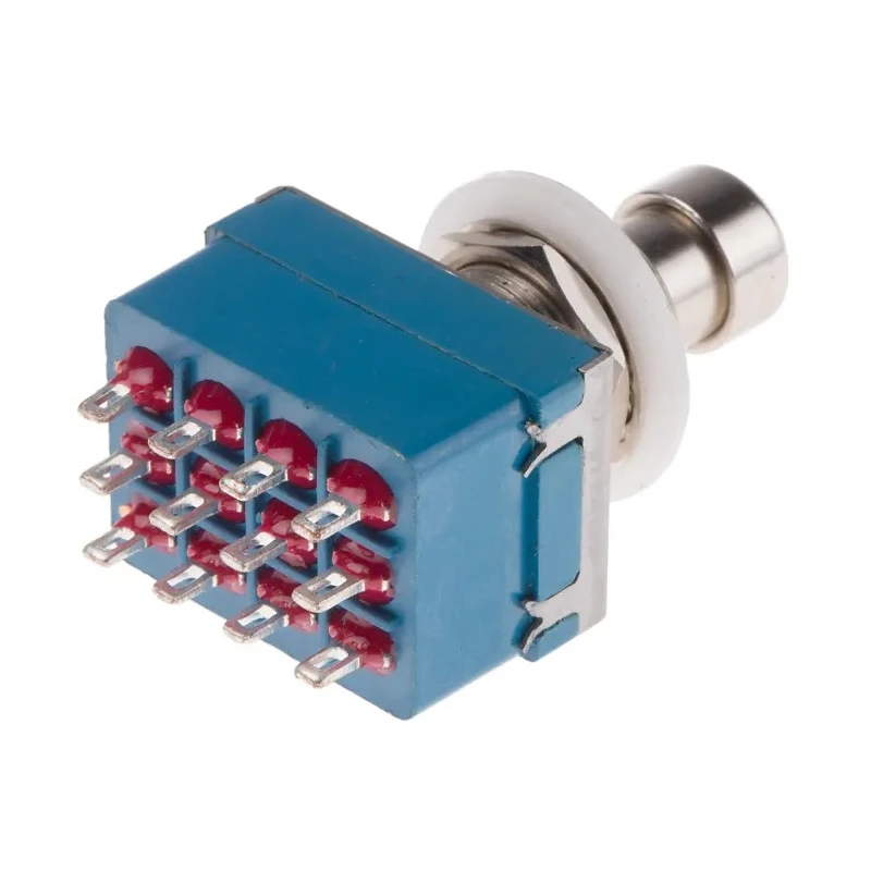 RS PRO Push Button Switch Latching PCB 12.2 mm Cutout 4PDT 24 V dc 250 V ac 846-6748