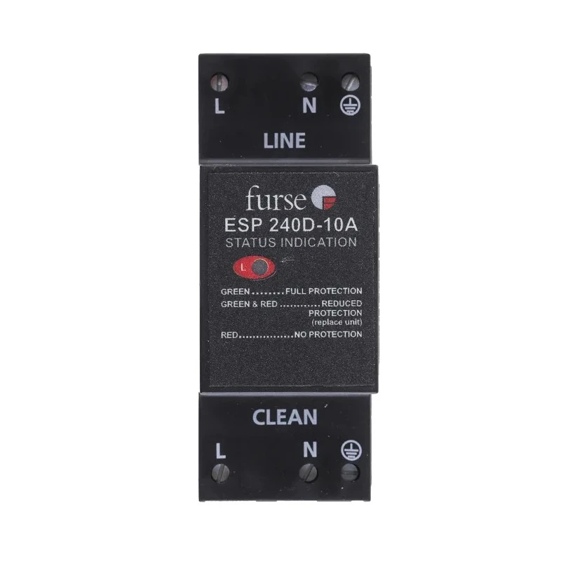 WJ Furse D Surge Arrester Mains Protector 280V Maximum Voltage 10A Maximum Surge Current 7TCA085460R0323 ESP 240D-10A