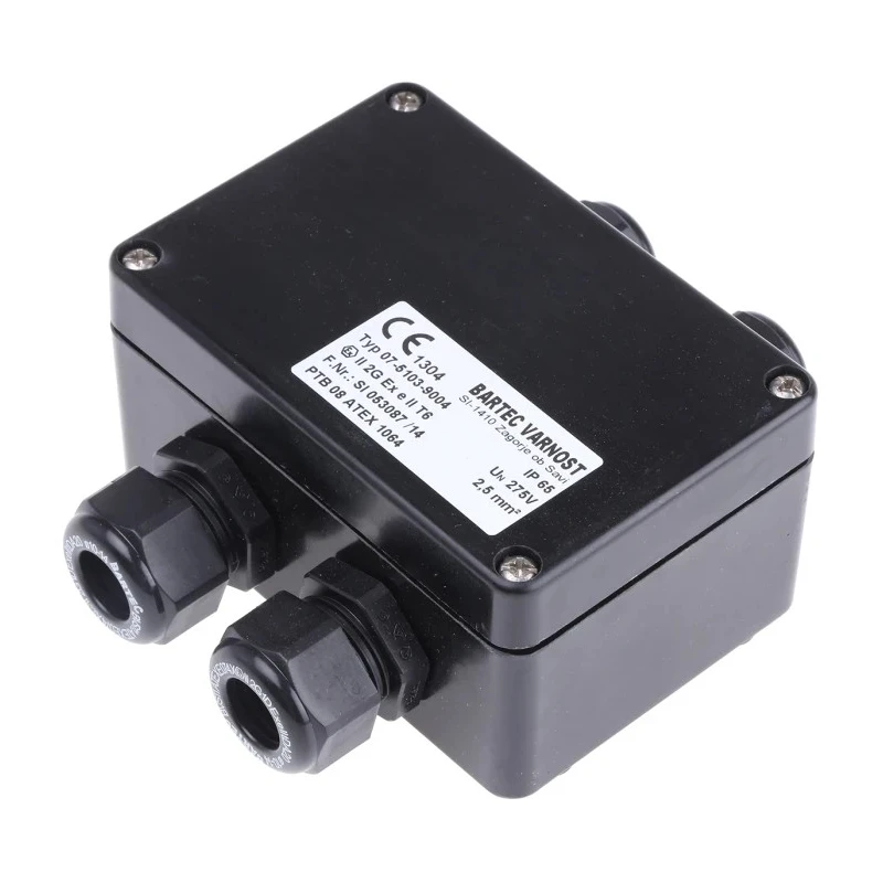 Bartec Polyester DIN Rail Enclosure Box 55mm Height 75mm Width 110mm Length IP66 Black ATEX Certified 07-3T03-1105/F001