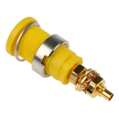 Hirschmann Test & Measurement Yellow Green Female Banana Socket 4 mm Connector Solder Termination 32A 1000V AC 972354188