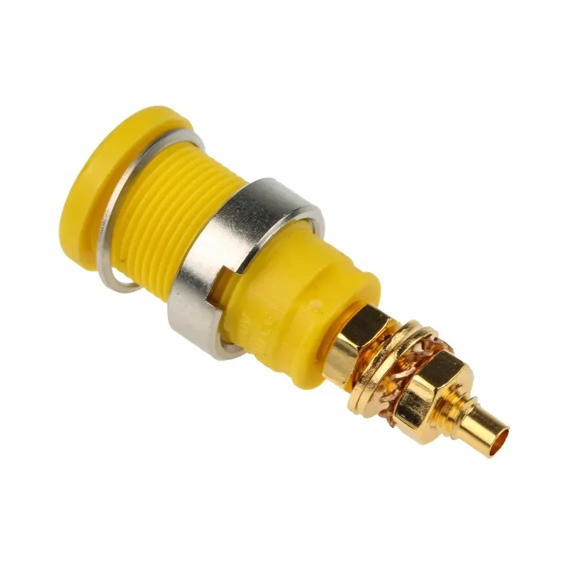 Hirschmann Test & Measurement Yellow Green Female Banana Socket 4 mm Connector Solder Termination 32A 1000V AC 972354188