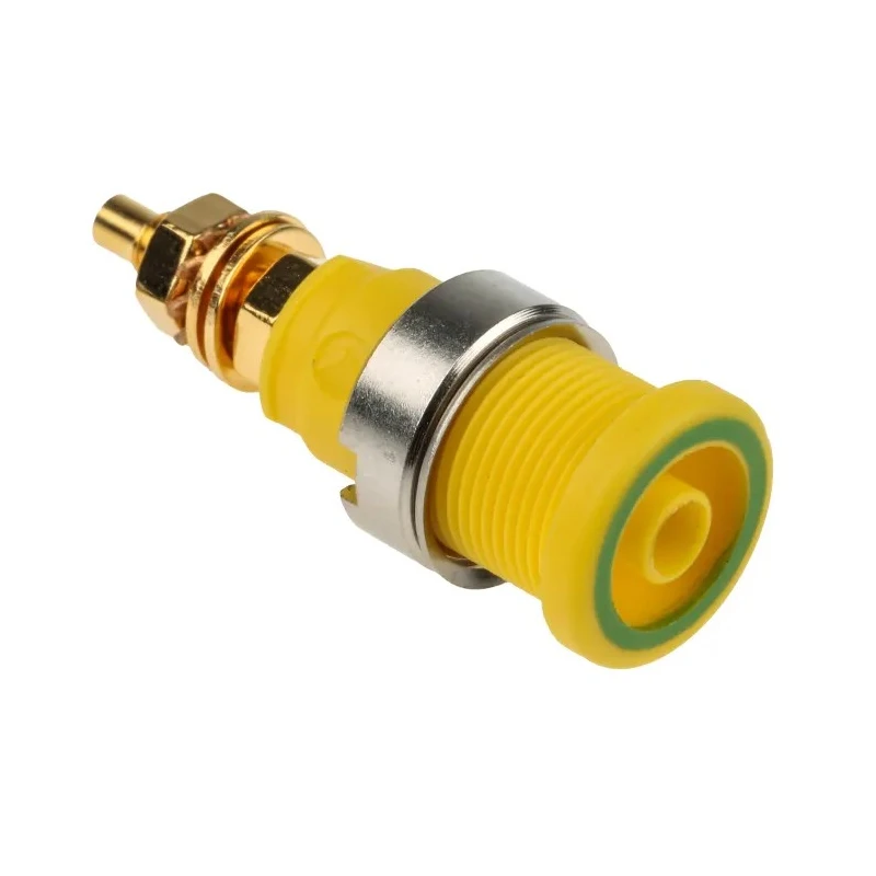 Hirschmann Test & Measurement Yellow Green Female Banana Socket 4 mm Connector Solder Termination 32A 1000V AC 972354188