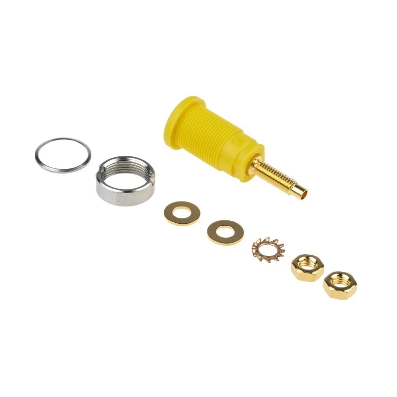 Hirschmann Test & Measurement Yellow Green Female Banana Socket 4 mm Connector Solder Termination 32A 1000V AC 972354188
