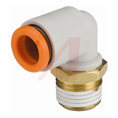 SMC KQ2 Series Brass Pneumatic Fitting Male 1/8 in NPT to 7mm Push-in Tube, Electroless Nickel Plated KQ2L07-34A