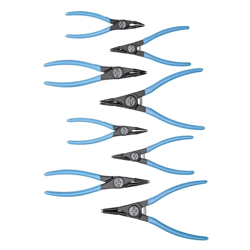 Gedore 8-Piece Circlip Plier Set with Chrome Vanadium Steel, Plastic-Dipped Handles, 10-60mm Capacity 2148706
