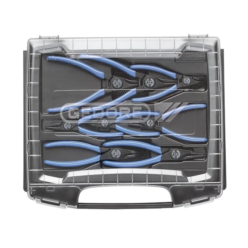 Gedore 8-Piece Circlip Plier Set with Chrome Vanadium Steel, Plastic-Dipped Handles, 10-60mm Capacity 2148706