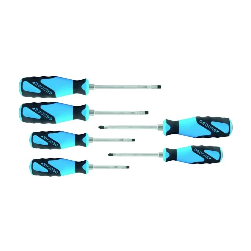 Gedore Phillips Standard Screwdriver Set Phillips Tip Sizes 5 to 8 mm, PH1, PH2, 6-Piece 1878743