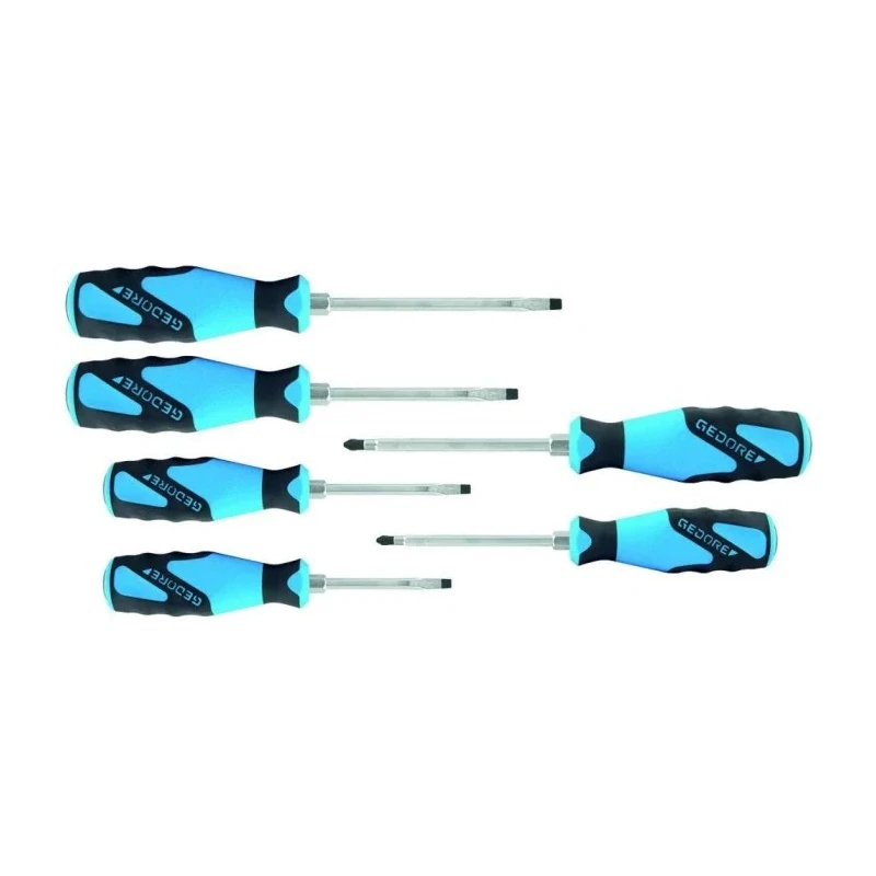 Gedore Phillips Standard Screwdriver Set Phillips Tip Sizes 5 to 8 mm, PH1, PH2, 6-Piece 1878743