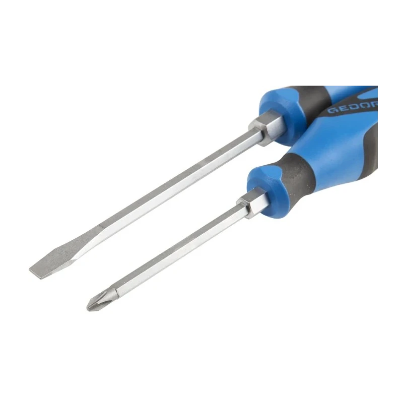 Gedore Phillips Standard Screwdriver Set Phillips Tip Sizes 5 to 8 mm, PH1, PH2, 6-Piece 1878743