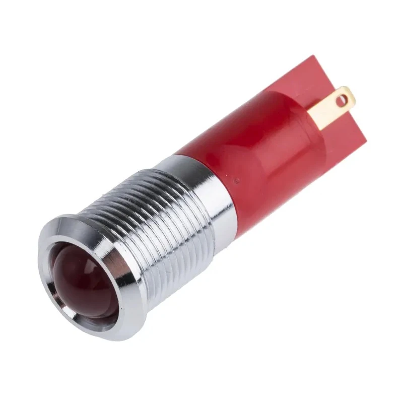 RS PRO Red Panel Mount Indicator 110V AC 6mA Solder Lug Termination IP67 Silver Bezel 848-4516
