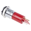 RS PRO Red Panel Mount Indicator 110V AC 6mA Solder Lug Termination IP67 Silver Bezel 848-4516