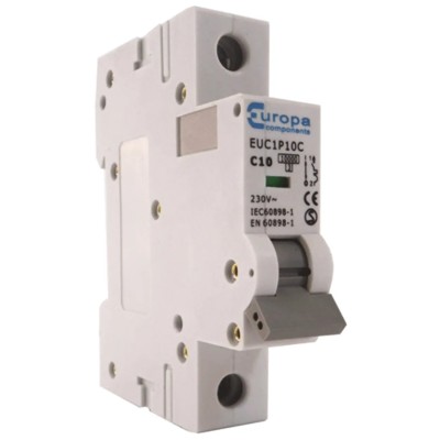 Europa Miniature Circuit Breaker 1-Pole 20A Type C 400V AC 10 kA Breaking Capacity EUC1P