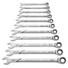 GearWrench 11-Piece Ratchet Spanner Set, Sizes 1/4 to 3/4 in, Steel, Full Polished Chrome Finish 86450