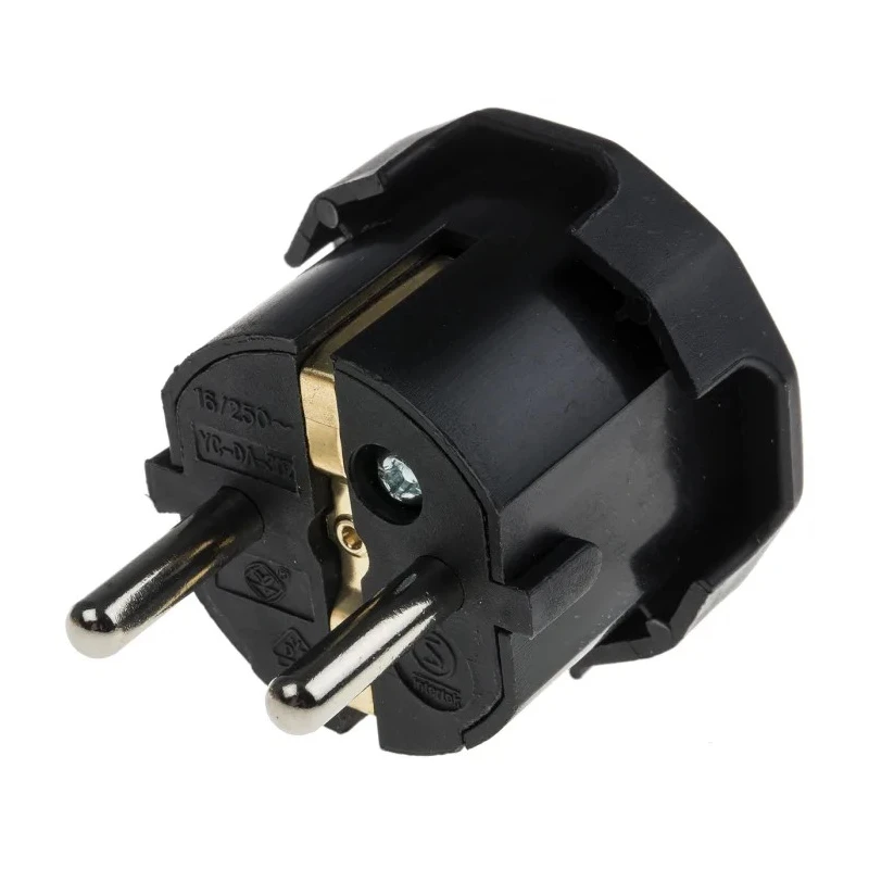 RS PRO 16A 250V Germany Type F Mains Plug Black Cable Mount Screw Termination 849-6119