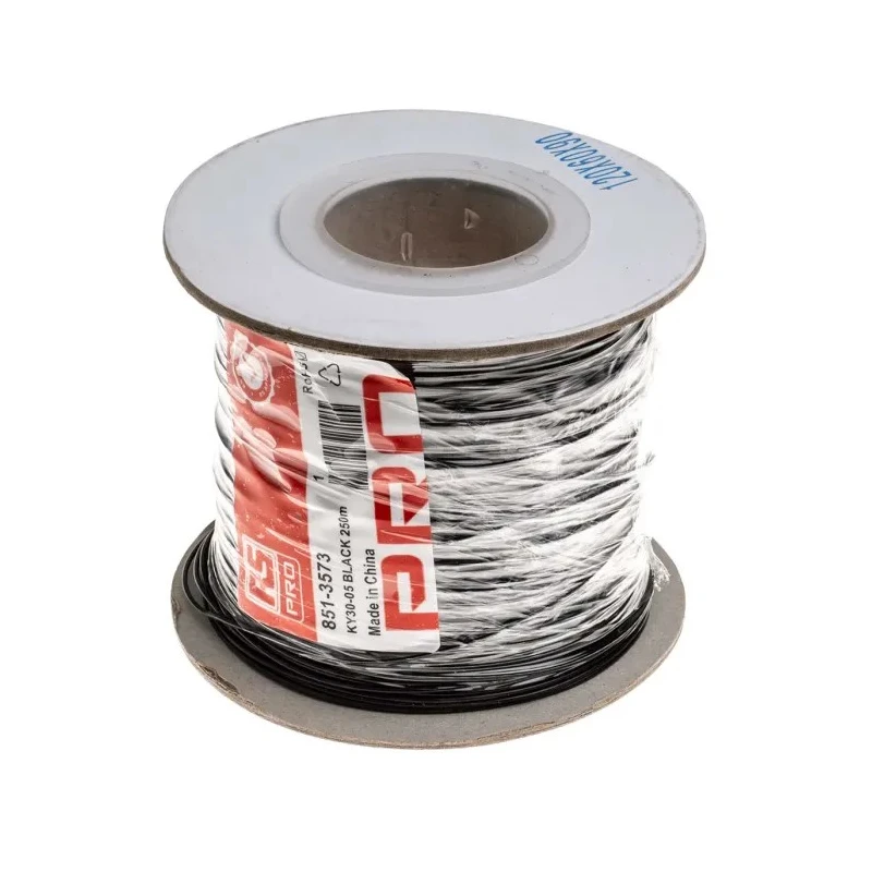RS PRO Black 0.34 mm² 22 AWG Hook Up Wire 7 x 0.25 mm Strands, 250 m, Polyvinyl Chloride 851-3573