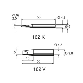 Ersa 2.6 mm Chisel 55 mm Soldering Iron Tip for Use with Tip 260, Multitip C15 162KD/SB