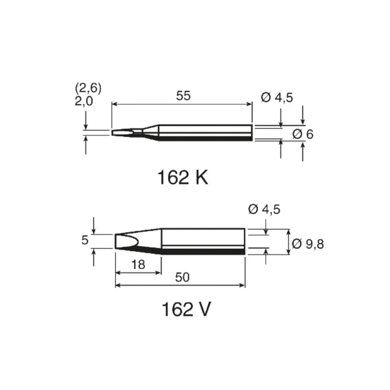Ersa 2.6 mm Chisel 55 mm Soldering Iron Tip for Use with Tip 260, Multitip C15 162KD/SB