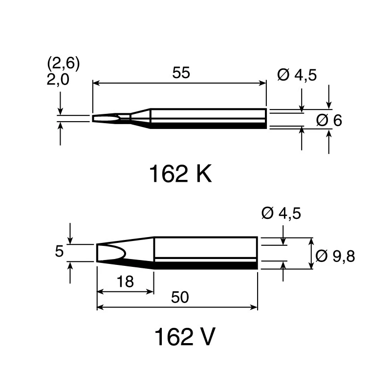 Ersa 2.6 mm Chisel 55 mm Soldering Iron Tip for Use with Tip 260, Multitip C15 162KD/SB