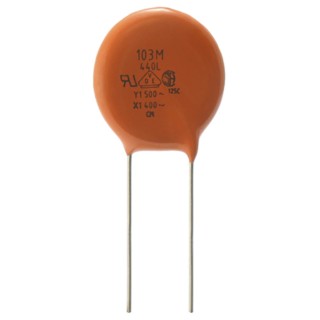 Vishay Single Layer Ceramic Capacitor 2.2 nF 760V AC ±20% Y5U Dielectric, 440 L Series, Through Hole Disc, 125 °C 440LD22-R