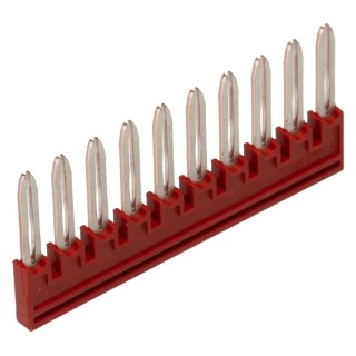 Phoenix Contact Plug-In Bridge 17.5A Current Rating 10 Ways, Copper, Red, FBSR 10-5 Series 3033710