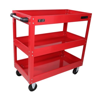 RS PRO 3 Steel Swivel Workshop Tool Trolley with 3 Shelves, Steel Frame, Rubber Wheels, 840mm x 405mm Platform 851-7604