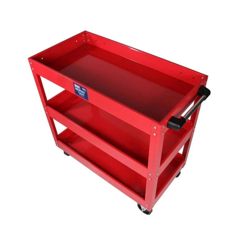 RS PRO 3 Steel Swivel Workshop Tool Trolley with 3 Shelves, Steel Frame, Rubber Wheels, 840mm x 405mm Platform 851-7604