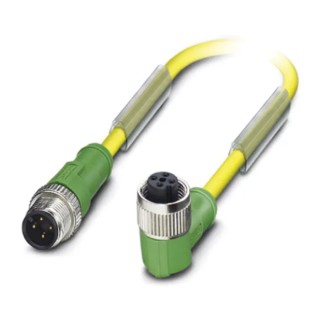 Phoenix Contact Sensor Actuator Cable Female 4 way Plug to Male 4 way M12, 3 m Length, Polyurethane Jacket, Yellow 1696086