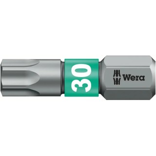 Wera Screwdriver Bit 6.35 mm Hex Drive T30 Tip, 25 mm Overall Length 05066128001