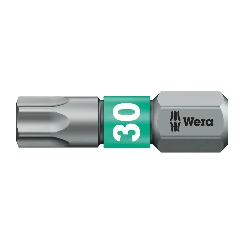 Wera Screwdriver Bit 6.35 mm Hex Drive T30 Tip, 25 mm Overall Length 05066128001