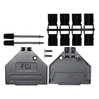 Amphenol Communications Solutions 8655MH Series Die Cast Zinc Straight D-Sub Backshell 25 Way Strain Relief 8655MH2501BLF